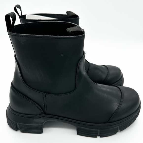 GANNI Black Rubber Ankle Boots - Picture 4 of 7